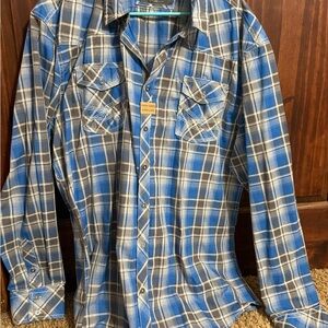 Buckle Blue and Gray Plaid Button Down Shirt